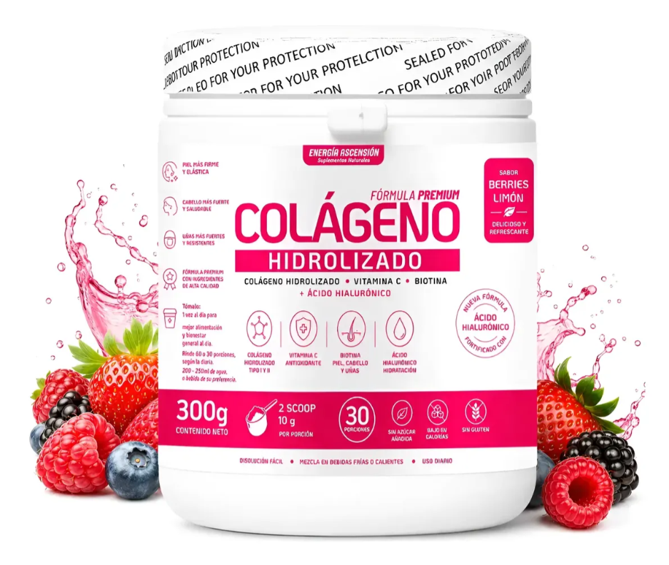 Colágeno Hidrolizado, Vitamina C, Biotina, Ácido Hialurónico | 300 g