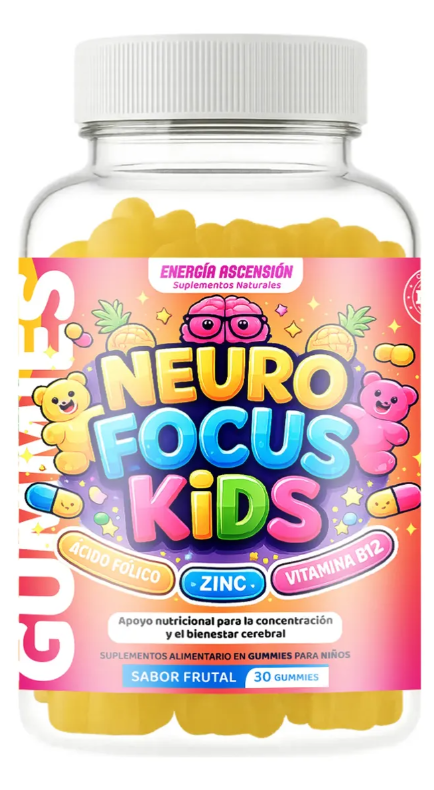 Neuro Focus Kids Gummies +4 Años, Acido Folico, Zinc, B12