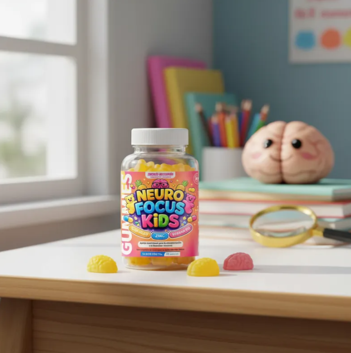 Neuro Focus Kids Gummies +4 Años, Acido Folico, Zinc, B12
