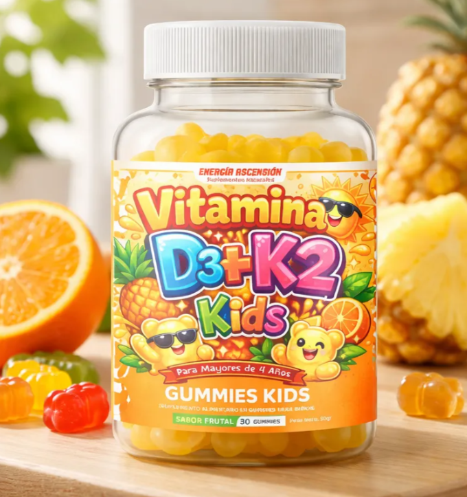 Vitamina D3 Con K2 Para Niños, Salud Ósea Y Sist Inmune +4añ