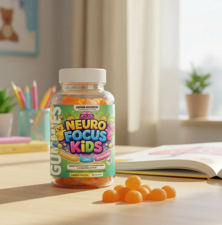 Neuro Focus Kids Gummies +8 Años, Acido Folico, Zinc, B12