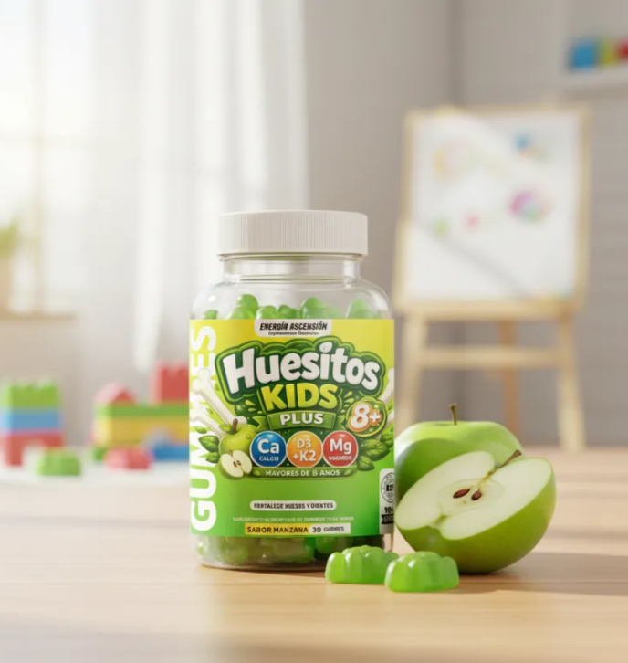 Huesitos Plus Gomitas +8 Años, Calcio, Magnesio, Vit D3+k2