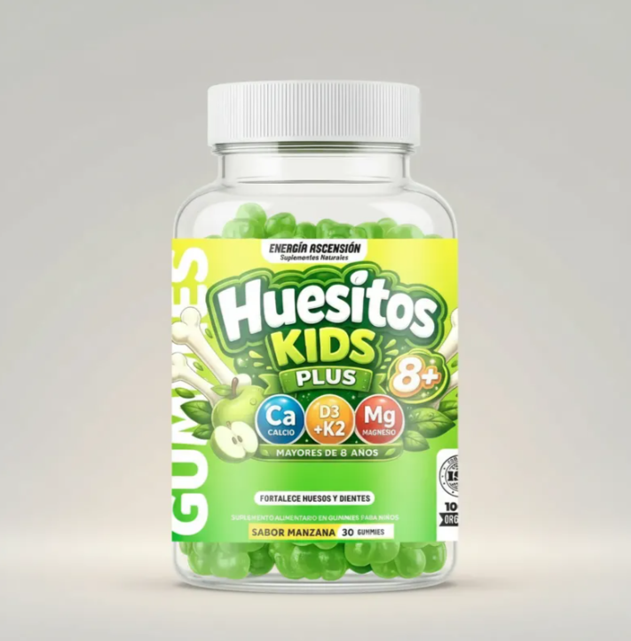 Huesitos Plus Gomitas +8 Años, Calcio, Magnesio, Vit D3+k2