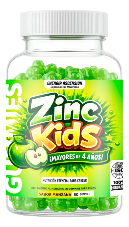 Zinc Kids | Gomitas de Zinc para Niños | 30 Gomitas Sabor Manzana Verde